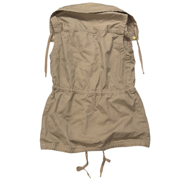 Y2K DYNAMITE women's tan casual cargo vest with gold hardware, S. - Picture 5 of 5